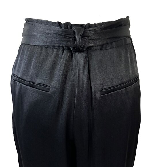 Anthropologie Ett:Twa Black Satin Dress Pants Size 10 Tie Waist Sash NWT - Picture 8 of 12